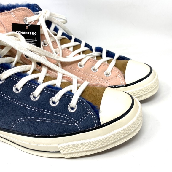 Converse Chuck 70 Shoes High Top Suede Fur Navy Pink Men’s Size Sneakers 166319C - Picture 7 of 10